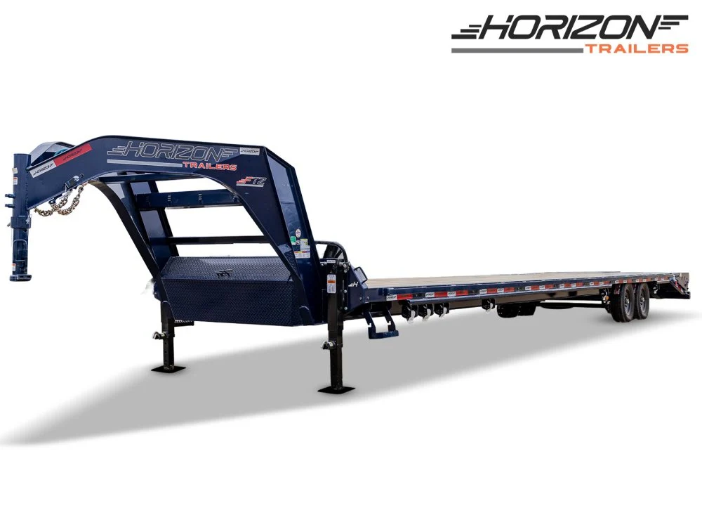 40' Horizon FTZ Gooseneck Hotshot Non-CDL Deckover Trailer Mega Ramps - (2) 7k Axles 014978