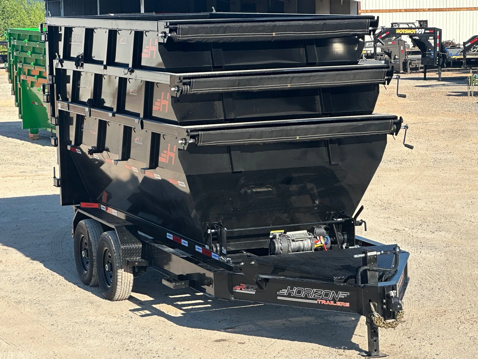 Horizon 14' RDZ BP Roll off Bundle (2) 7k Axles + 3 Bins w/ 4' Walls HZN14BP7K4FTEDZ3BLKTX