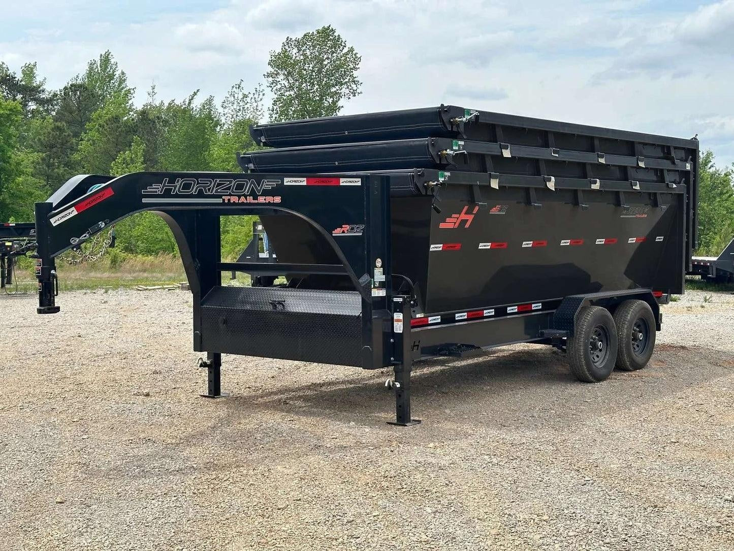 Horizon 16' RDZ GN Roll off Bundle (2) 7k Axles + 3 Bins w/ 4' Walls HZN16GN7K4FTEDZ3BLKMI