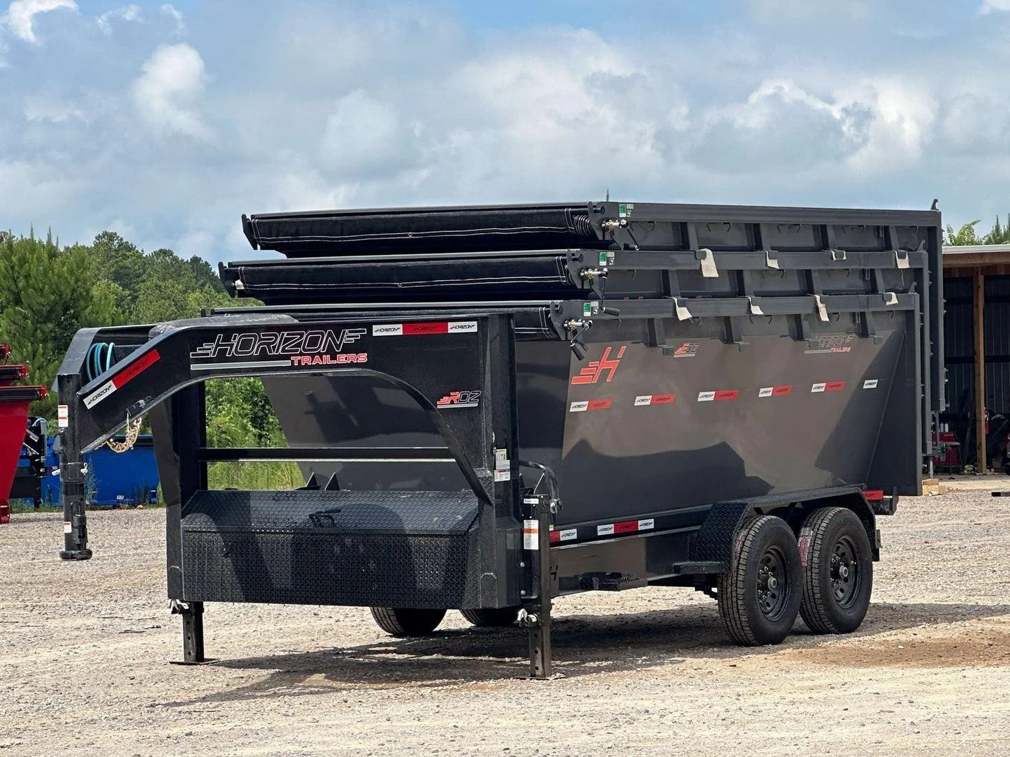 Horizon 16' RDZ GN Roll off Bundle (2) 7k Axles + 3 Bins w/ 4' Walls HZN16GN7K4FTEDZ3GrayAL