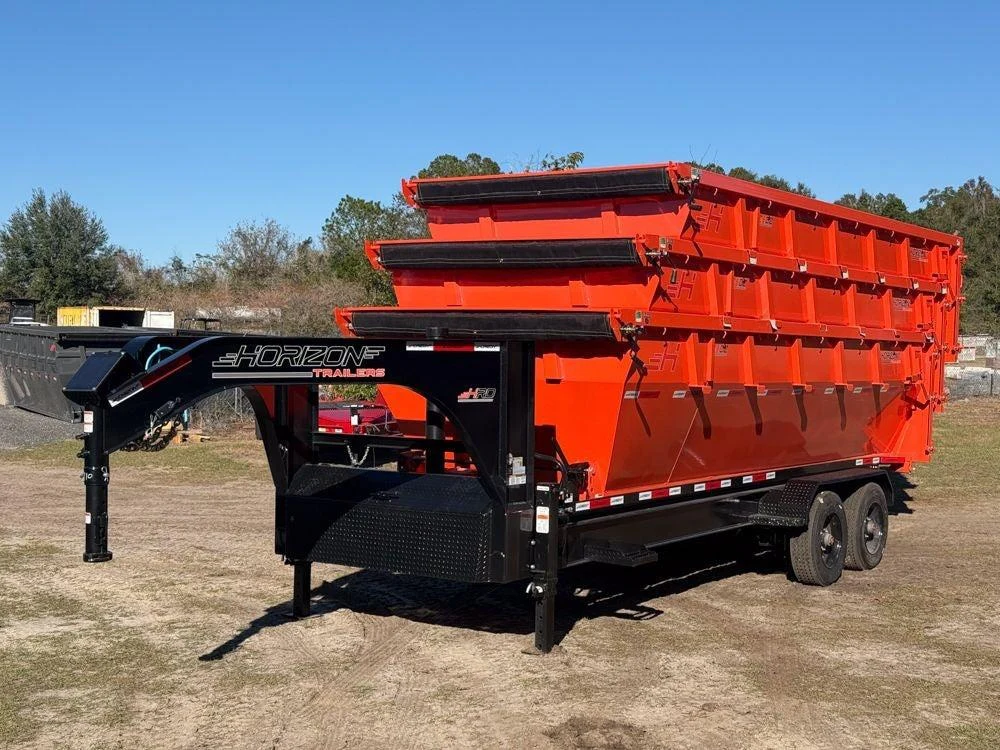 Horizon 20' HRD GN Roll off Bundle (2) 10k Axles + 3 Bins w/ 4' Walls HZN20GN10K4FTEDZ3ORANGEAL